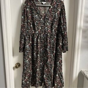 J.Jill Paisley tiered long sleeve dresss